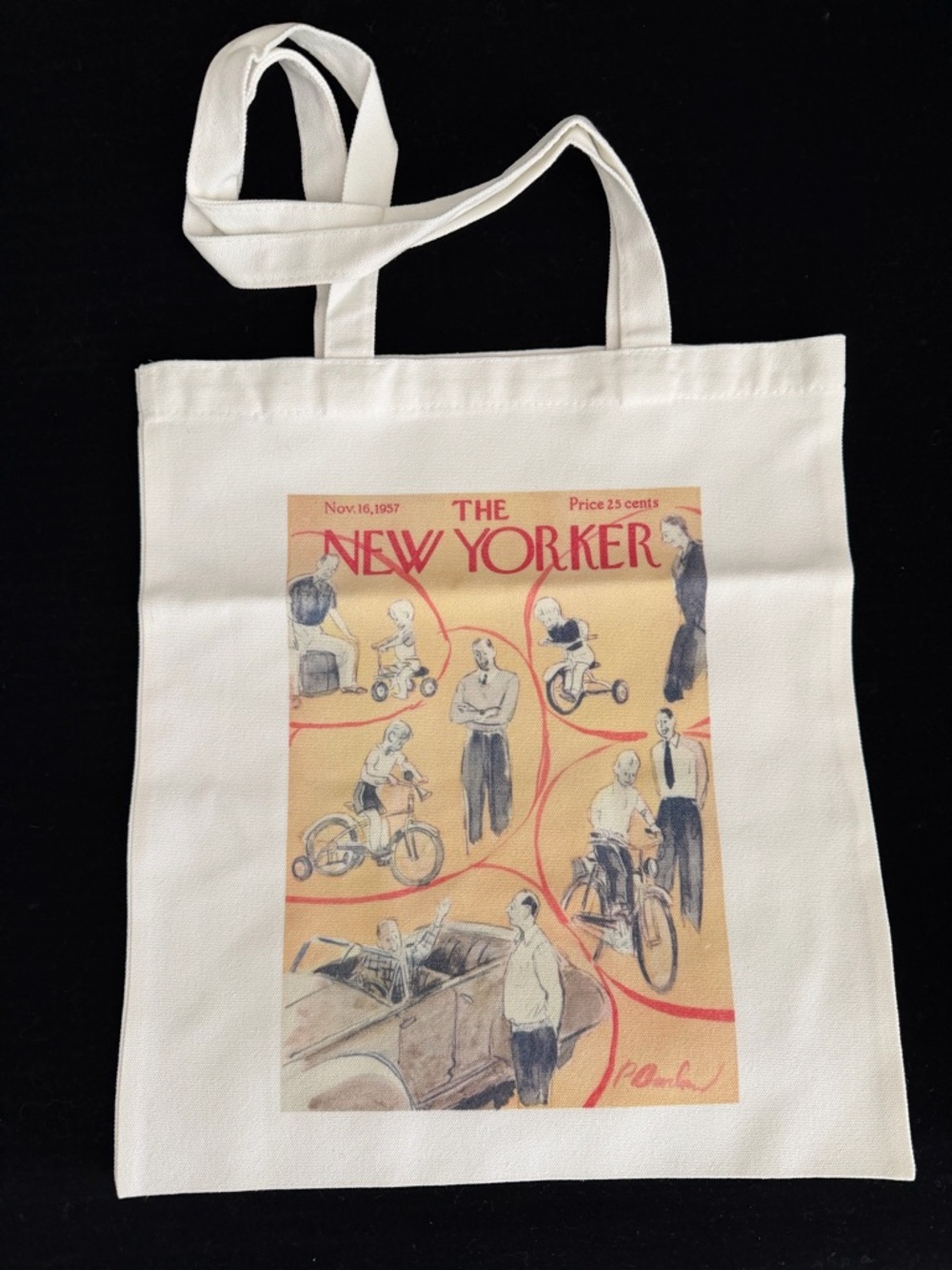 The New Yorker Graphic Canvas Tote — Cream with Vintage Perry Barlow Print